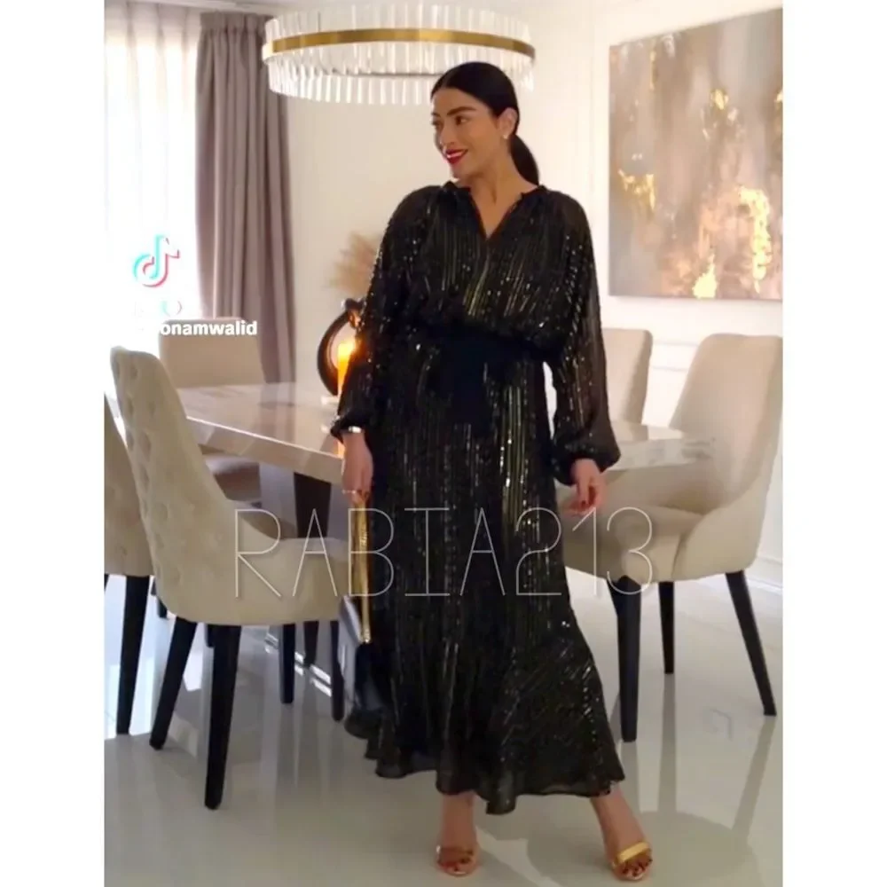 ZARA LIMITED EDITION ELASTIC WAIST MIDI SEQUINED DRESS